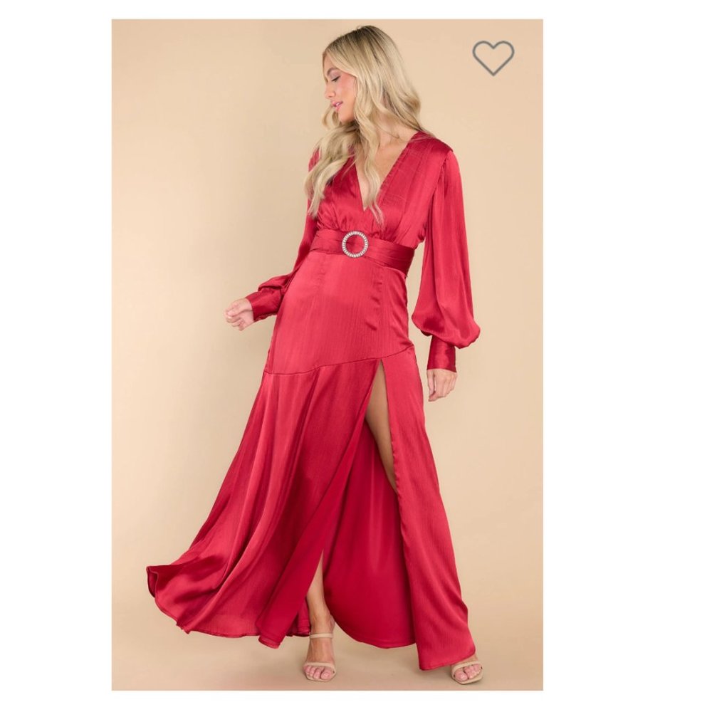 NWT Brand New Red Dress Maxi Long Sleeve Gown - Size Small